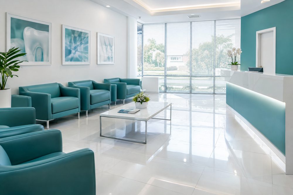 Spotless medical office waiting room